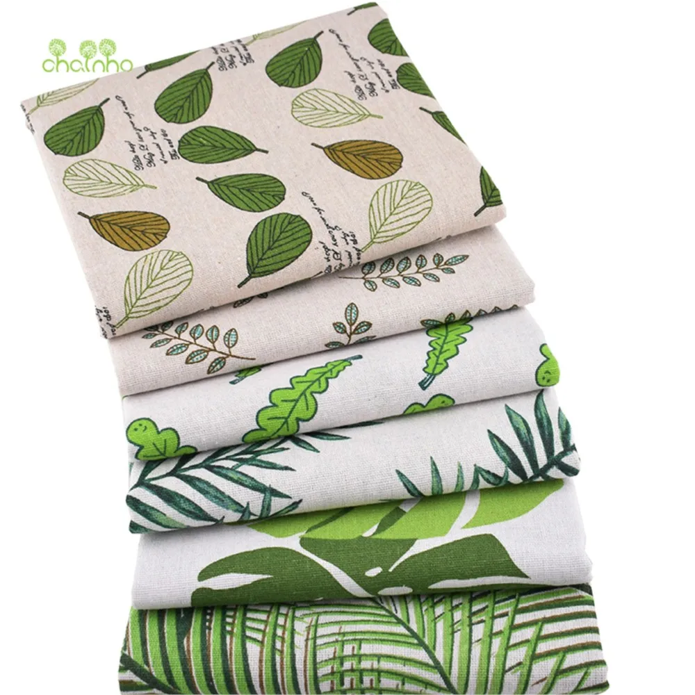 Chainho,Green Leaves Series,Printed Cotton Linen Fabric For DIY Quilting &Sewing Sofa,Table Clothes,Curtain,Bag,Cushion Material