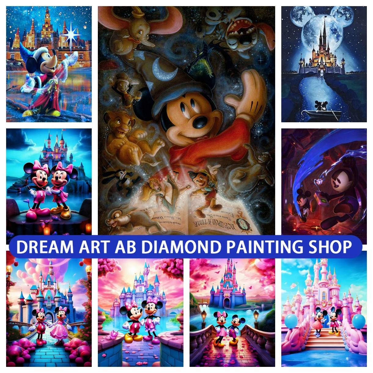 

Diseny Micky Dream Castle AB Diamond Painting Mickey Mouse DIY Full Round Diamond Embroidery Kit Handicraft Home Wall Decor Gift