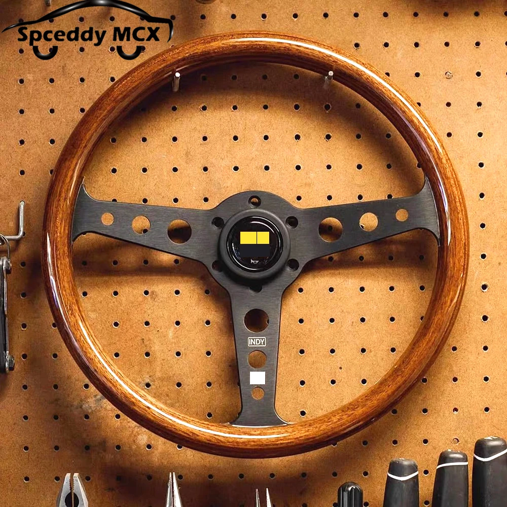 INDY 클래식 우드 스타일 우드그레인 미드딥 14인치 358mm 헤리티지 자동차 스포츠 스티어링 휠