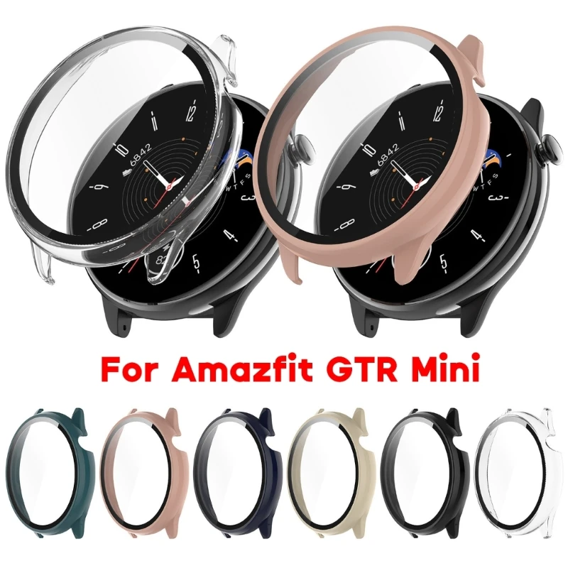 

Tempered Glass Film+Case Screen Protector Full Cover Hard Anti-scratch Frame Shell Watch Housing For Amazfit GTR Mini