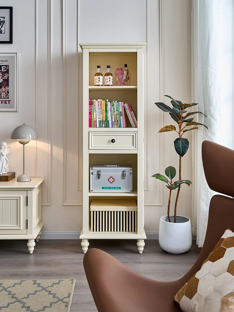 

Solid Wood Side Cabinet Clothes Closet Combination White Modern Bookcase Living Room Storage Narrow Cabinet