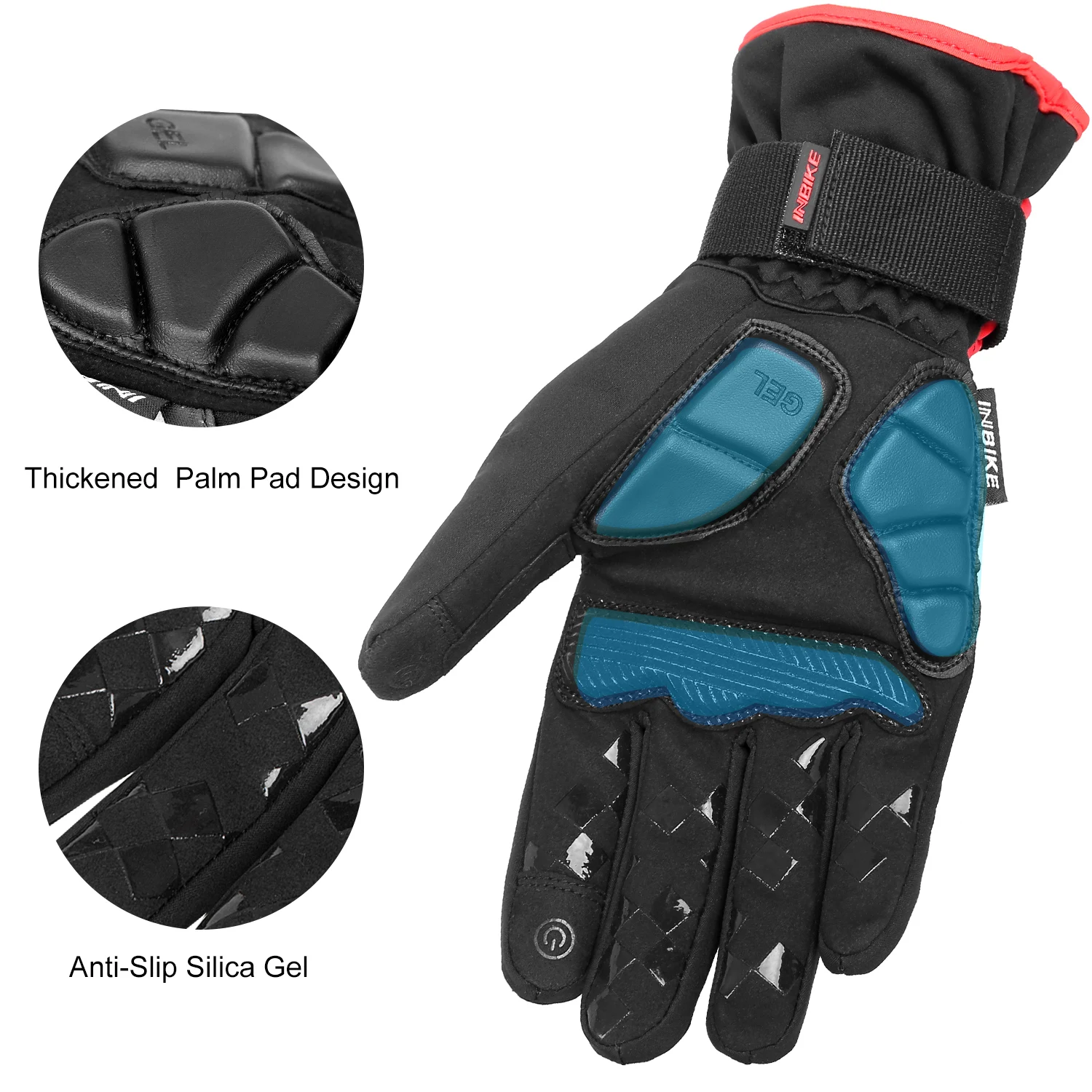 INBIKE Winter Full Finger Cycling Gloves Durable MTB Bicycle Gloves forRiding Outdoor Motorcycle Accessories Touch Screen Padded 4