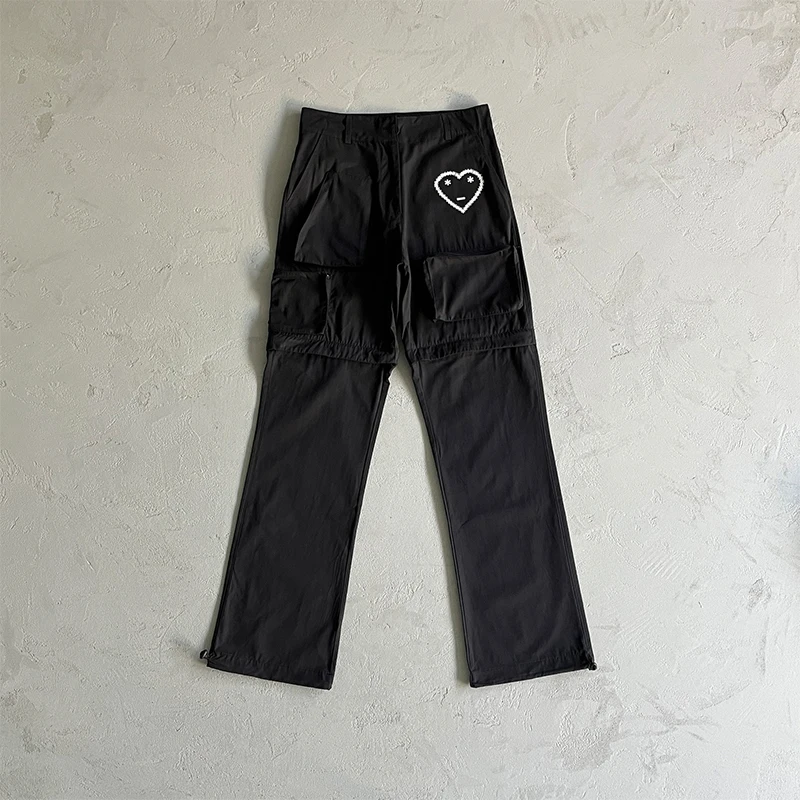 

CARSICKO Multi-pocket Workwear Style Trousers Men Fashion Hip Hop Streetwear Long Trousers Can Detachable Become Gym Shorts