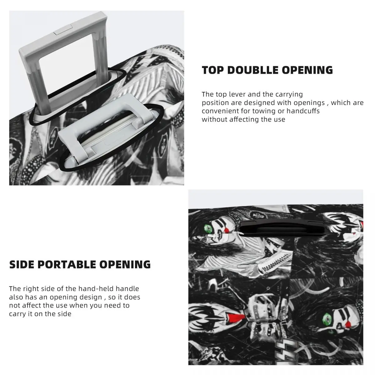 Kiss Band Print Suitcase Cover Colour Splash with Logo Elastic Business Protector Luggage Accesories Vacation 4
