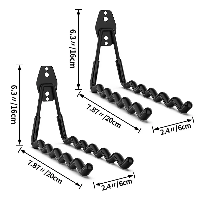 Heavy-Duty Wall-Mounted Non-Slip Metal Hook Set for Garage and Garden Tool Storage