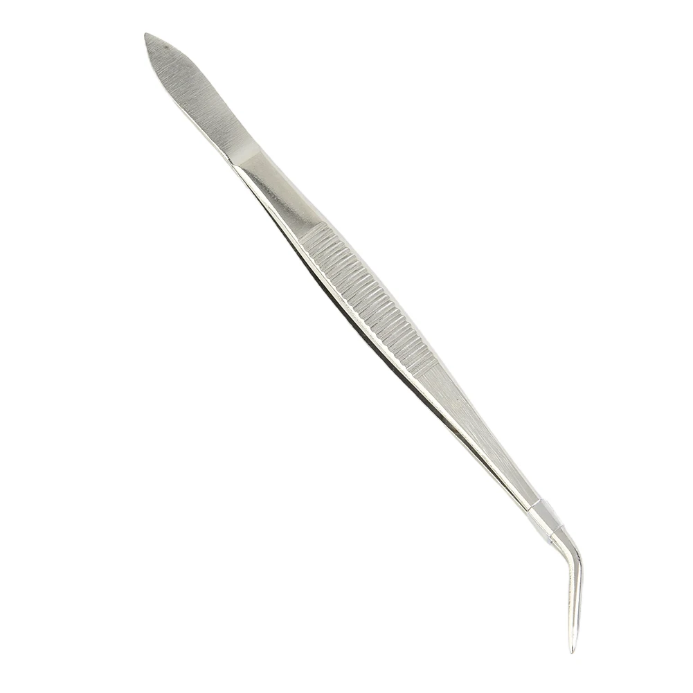 

1PC Stainless Steel Elbow Tweezers With Positioning Function For Tooth Restoration To Remove Tartar Food Residues And Plaque