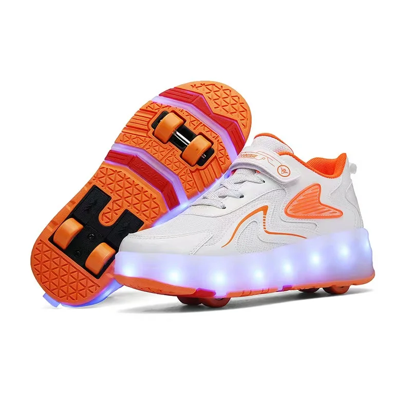 Flashing Roller Skate Shoes Kids Deformable Sports Roller Skates