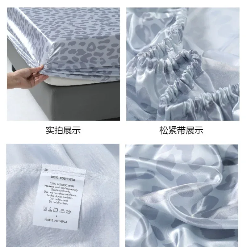 3 Piece Luxury Leopard Print Silky Satin Bed Sheet Set - Super Soft and Smooth Home Bedding for A Blissful Sleep Duvet Cover 6