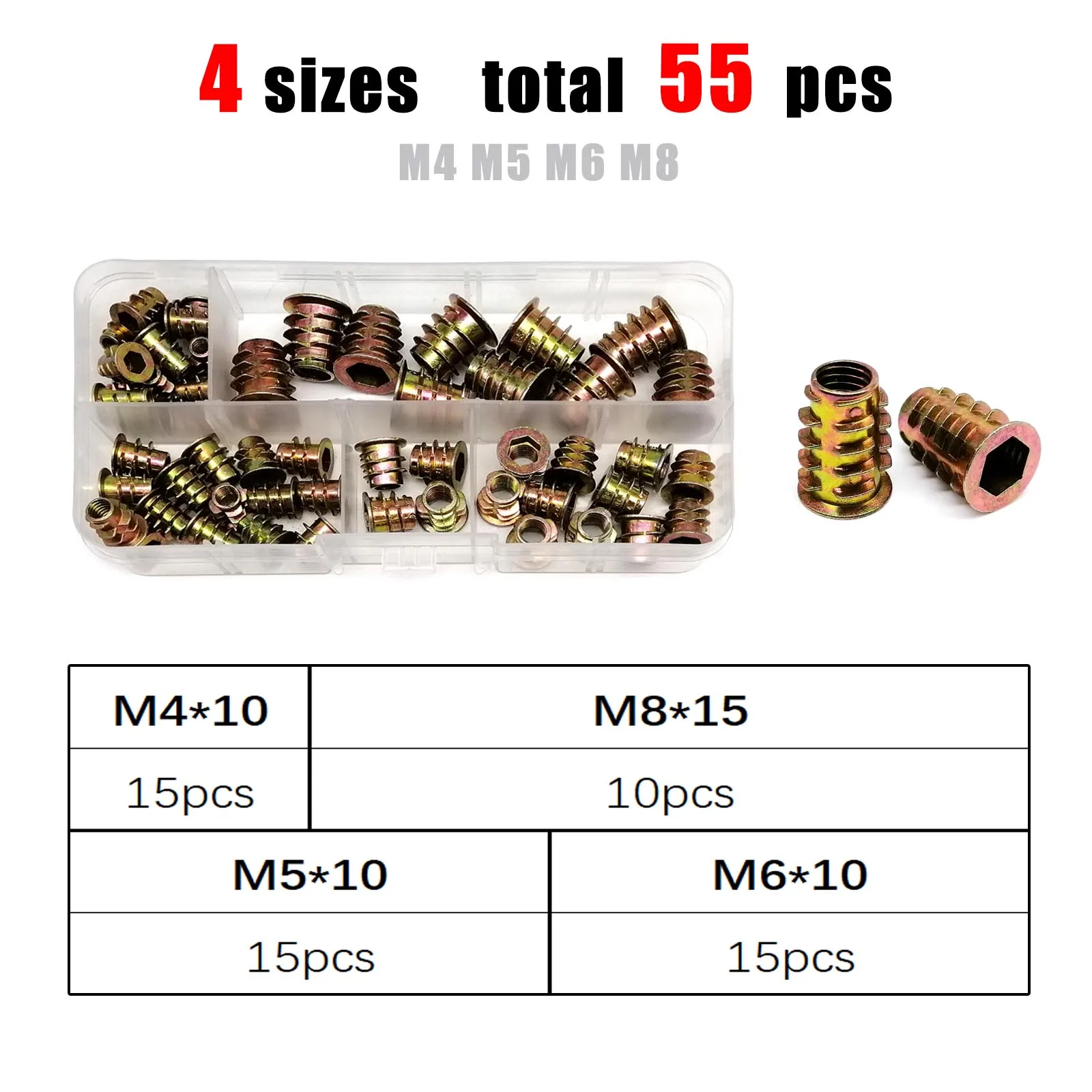 Comprehensive Hex Socket Head Threaded Insert Nut Set