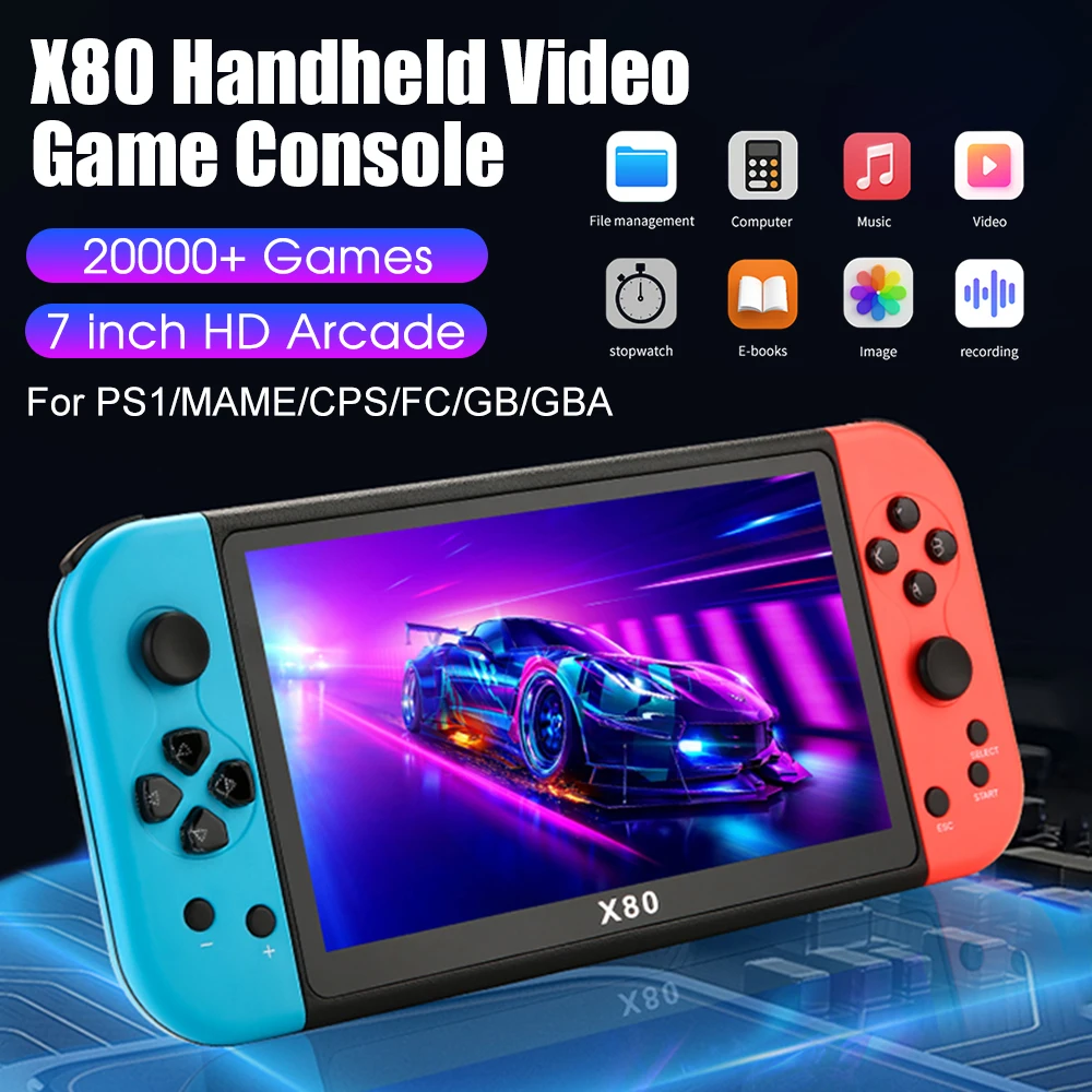 X80X7HandheldGameConsoleBuiltin20000RetroGamesPortableVideo