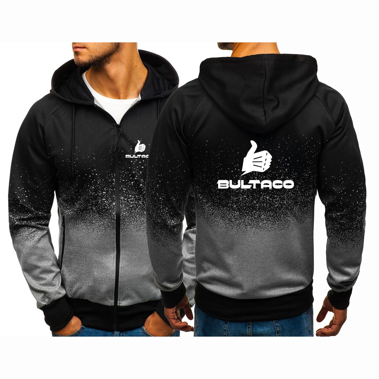 

Buitaco Cemoto Motorcycles 2023 Men's New Spring Casual Hoodies Print Harajuku Gradient Color Hooded Sweatshirts Zip Jacket Coat