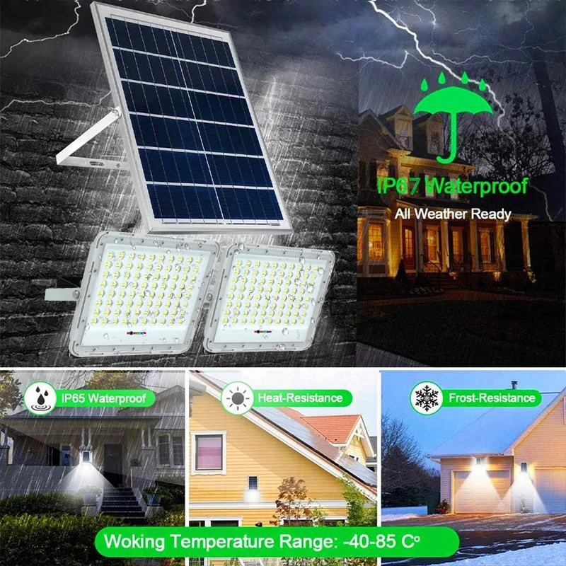 Solar Projector Led Reflector Outdoor Remote Control Waterproof Garden Foco  Led Exterior Solar Spotlights