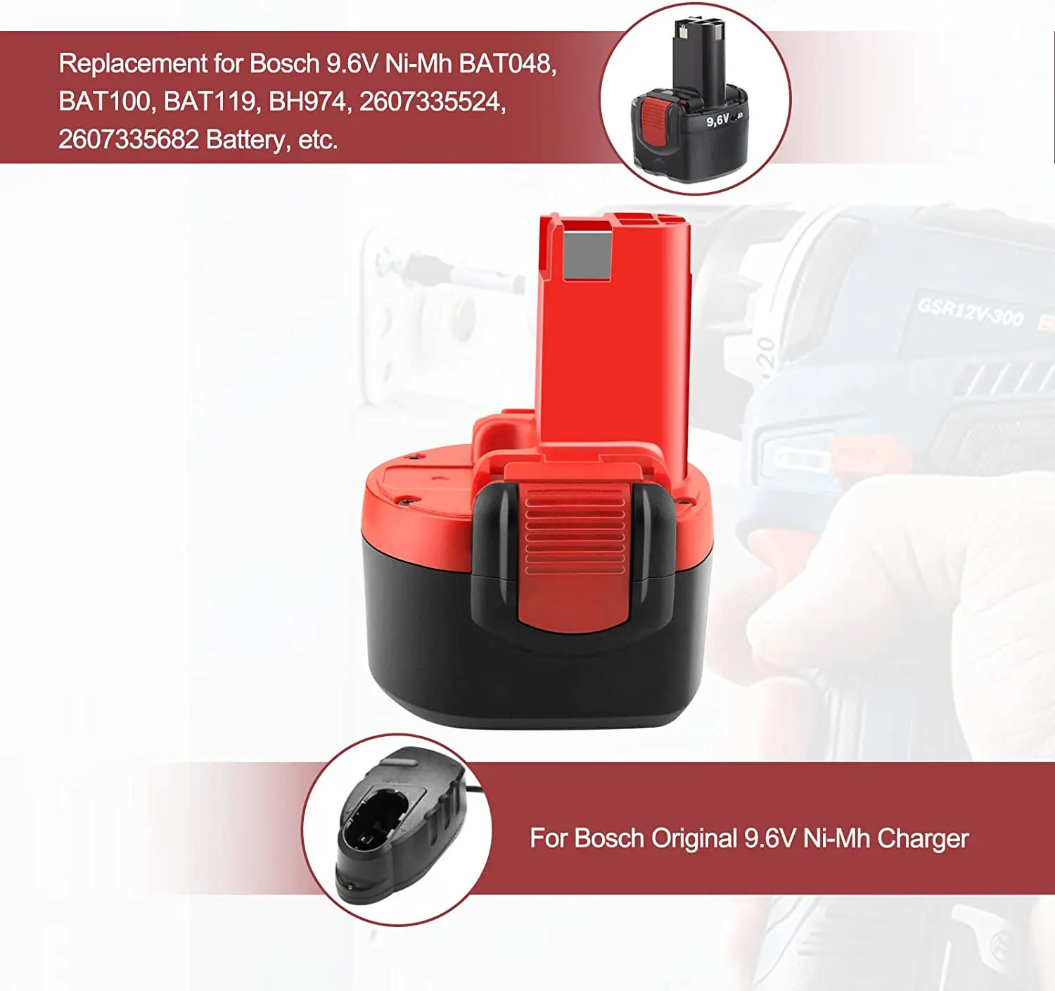 Bateria Recarregável para Bosch 4000mah 9.6 v Bat048 Akku Psr 960 Bat100 Gsr Psr 9.6 Ve2 Ddr Bat119 2607335272 Psr 9.6ve-2 - Image 3