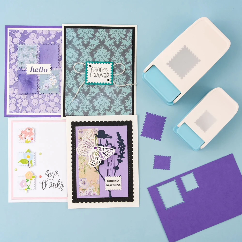1.5x1.5 인치 정사각형 1.25x1.5 인치 직사각형 우표 펀치 도구 손쉬운 엠보싱 기계 DIY 수공예 프로젝트용
