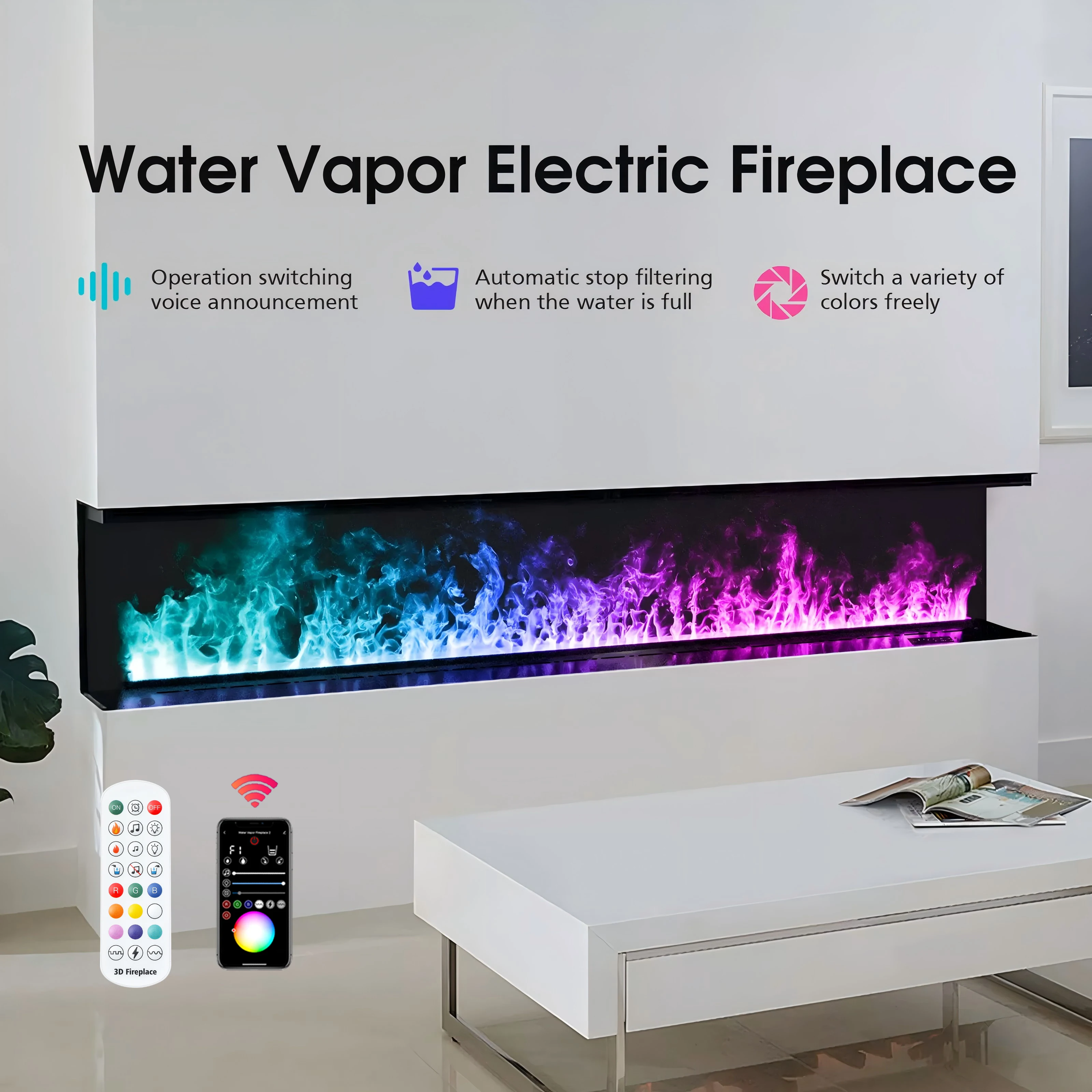 Color simulation flame atomization fireplace intelligent control steam humidifier LED flame indoor TV decoration 3D fireplace