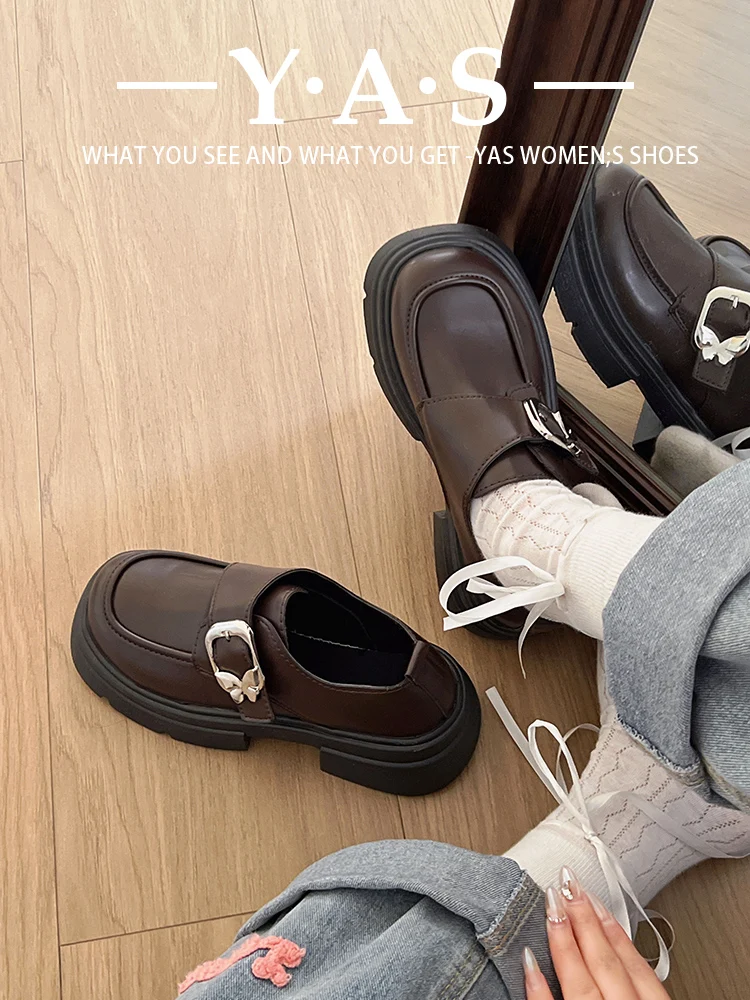 

Кроссовки женские на платформе, повседневные универсальные лоферы с мехом, круглый носок, оксфорды, плоская подошва, в британском стиле, клоги, осень