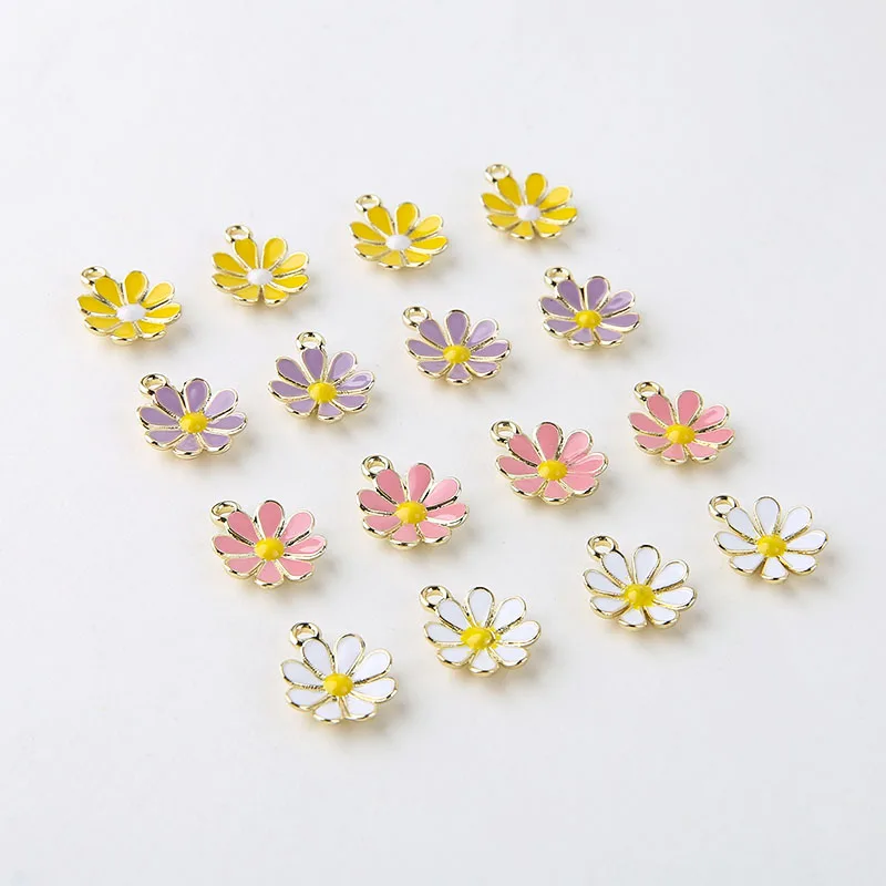 Enamel Charms Jewelry Making Silver Enamel Flower Charms Metal