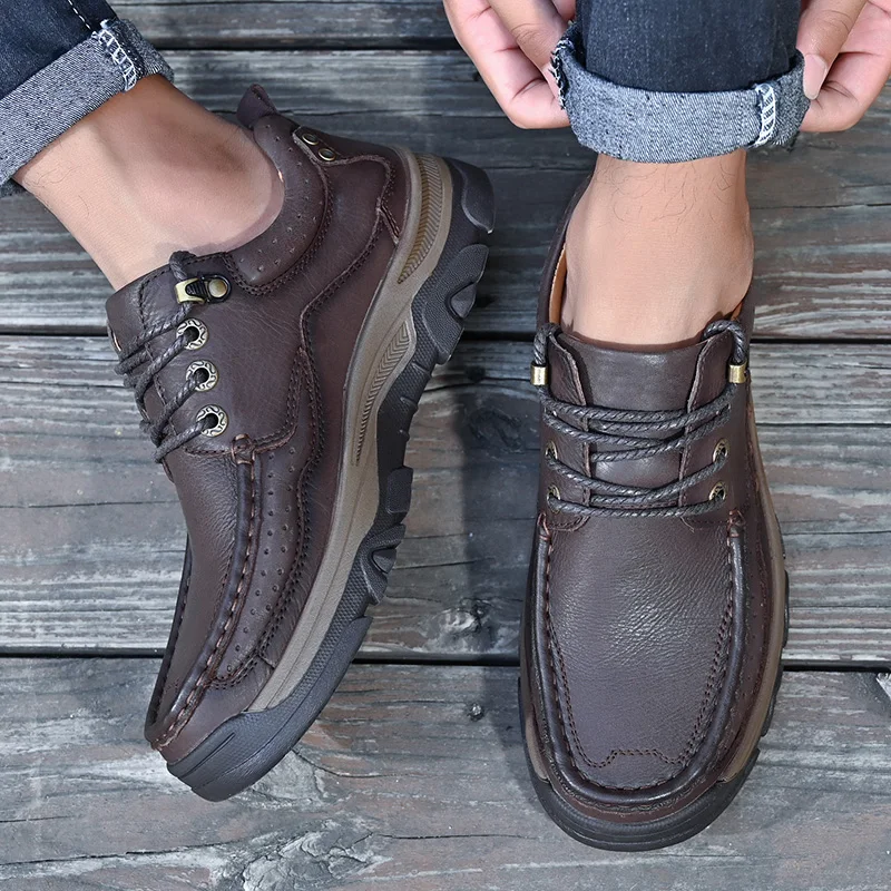 أحذية رجال الأعمال الرسمية الجديدة غير الرسمية - طبقة علوية من الجلد ناعمة ومريحة داخلية مع نعل مبطن وأحذية مداس غير قابلة للانزلاق