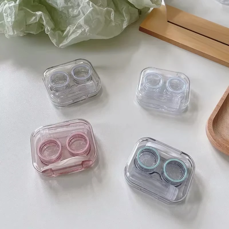 1pcs 콘택트 렌즈 케이스 핀셋 흡입 스틱 세트 또는 여행 휴가 콘택트 렌즈 주최자가있는 휴대용 플라스틱 보관 상자