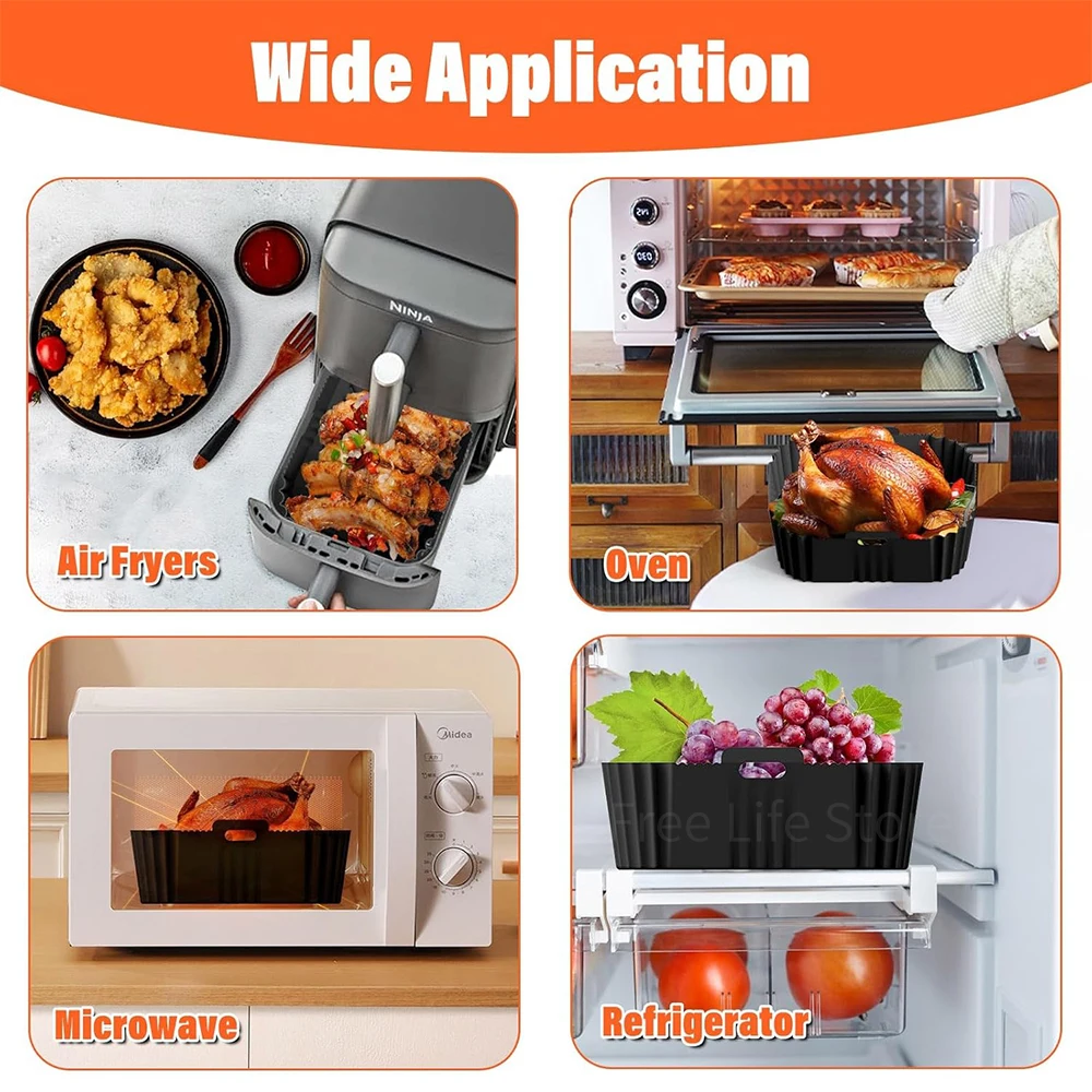 Air Fryer Silicone Liners Reusable For Ninja SL401 Double Stack XL 2-Basket Air Fryer