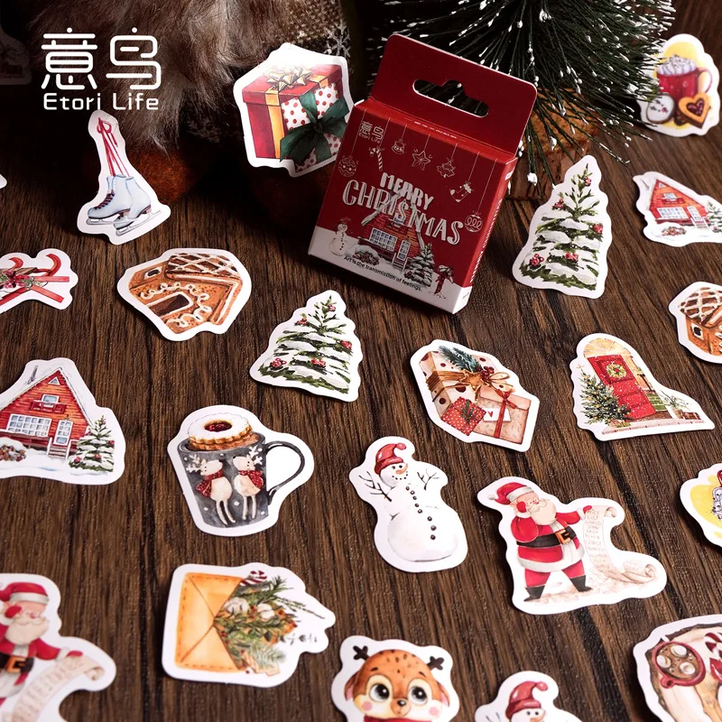 Festive Kawaii Sticker Set - Merry Christmas Decorative Stickers for Scrapbooking & DIY Crafts (45 pcs)