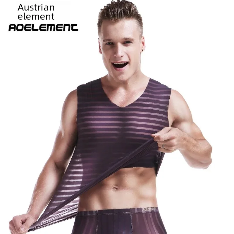Summer Men Seamless Ice Silk T-Shirt Short Sleeve Slim Fit Elastic Youth Quick Drying Thin Sports Base