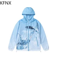 2024 Men's Spring Fall Thin Jacket Fashion Letter Embroidery Personality Print Loose Hardshell Jacket 1
