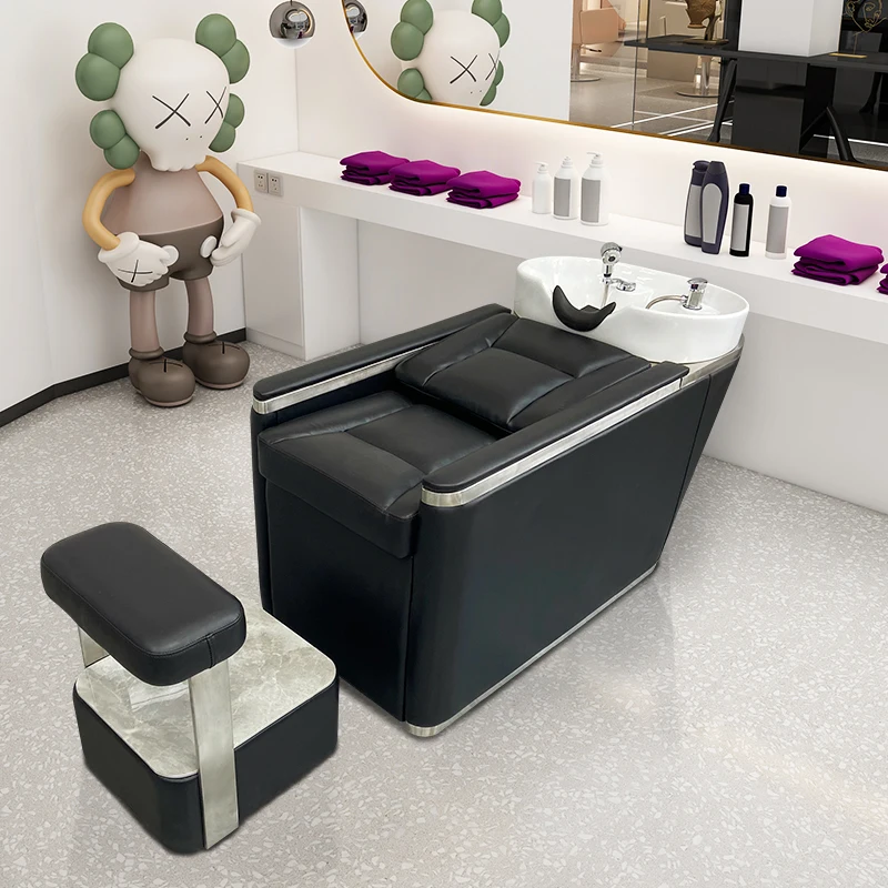 Black Simples Shampoo Chair Washing Hair Professionals Stylist Hairwash Bed Salon Spa Cama De Champu Barber Station Furniture