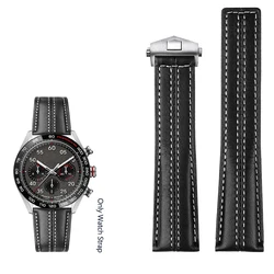High - Quality Black 22mm Genuine Leather Bracelet Watch Strap - 22mm (A - Black - silver)