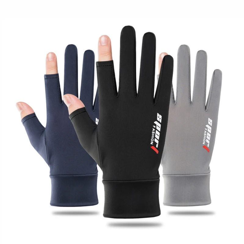 Summer Men Women Gloves Fitness Sports Fishing Cycling Ice Silk Breathable Elastic Sun Protection Touchscreen Driving Gloves