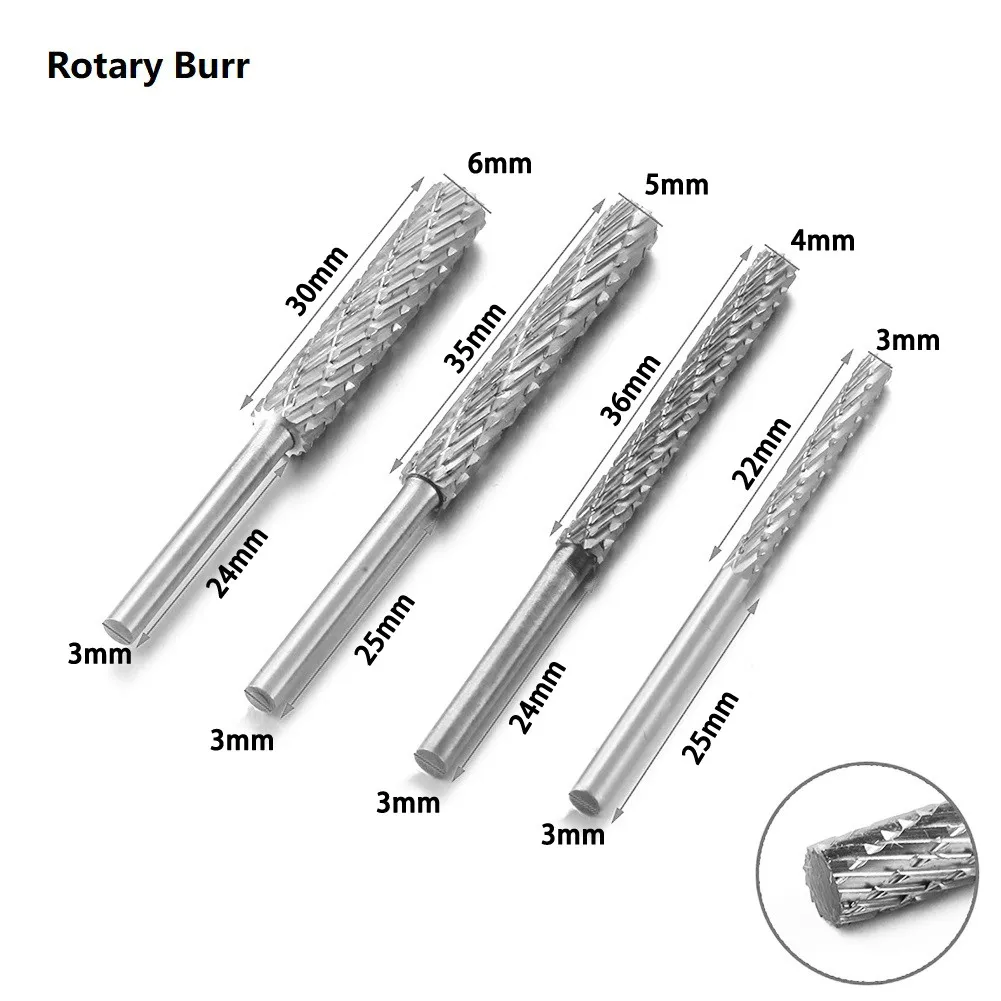 

3-6mm Shank High Speed Steel Rotary Burr Tool Plastic Wood Carving Rotary File For Root Tone Wood Carving Dropshiping