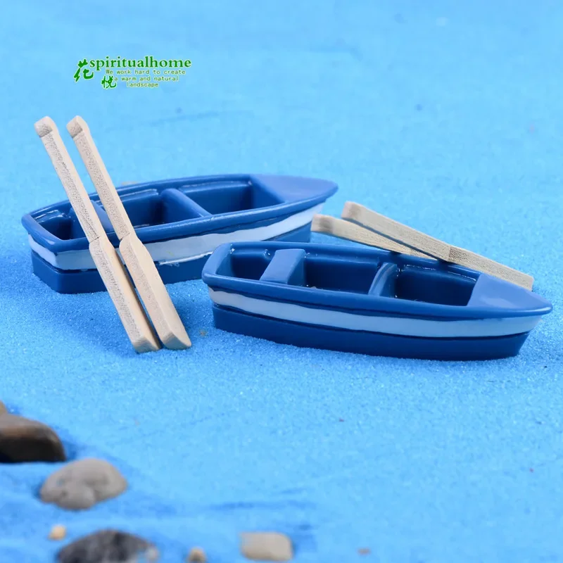 Small Boat And Paddle Small Ornament Diy Material Bryophyte Micro Landscape Meaty Plants Miniatures Figurine Garden Tools 1 Set miniature ornament miniature figurines miniature scenery material ornament crafts