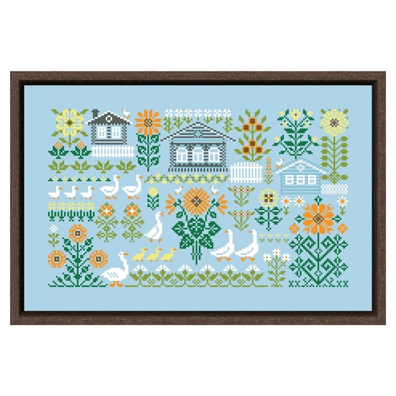 Geese and Sunflowers cross stitch kits 18ct 14ct 11ct skyblue canvas stitching embroidery DIY gifts home decor