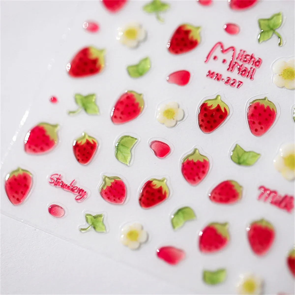 1pcs 5D Kawaii Jelly Strawberry Nail Art Stickers Fashion Cartoon Fruit Nail Transfer Slider Decals DIY Decorations Accessories 4