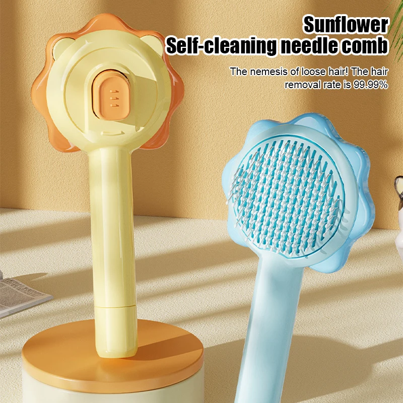 

Professional Self Cleaning Cat Slicker Brush Safe Dog Pet Grooming Comb For Shedding Removing Mats Tangles Loose Hair