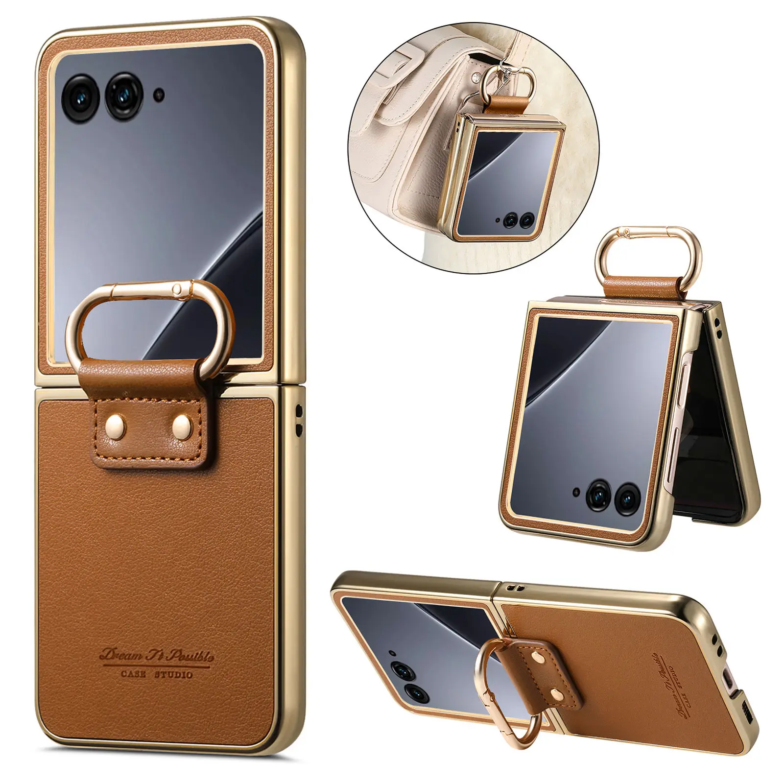 Portale Ring Holder Leather Phone Bag Case