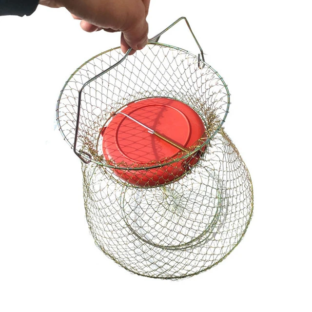 Durable Foldable Float Fishing Basket Cage with Floating Lid Prawn Shrimp  Minnow Bait Trap lure Net Sea Tackle mesh portable - AliExpress