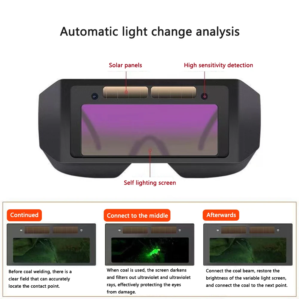 Automatic dimming welding glasses welding argon arc welding anti strong light and anti impact goggles for welders 1 PC