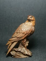 CULTUER ART Japanese boxwood hand carved vivid eagle Figure statue netsuke collectable gift 1