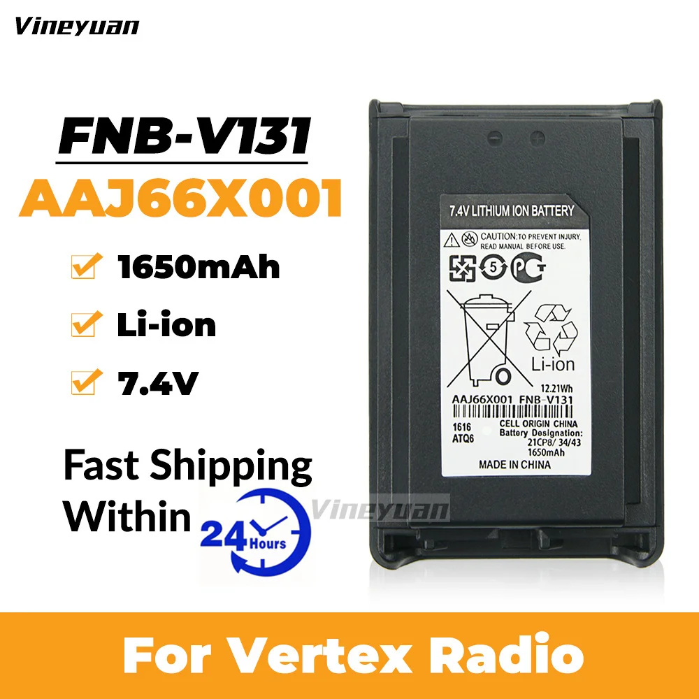 Li-ion 7.4 Mah 1650 v Bateria de Rádio para Vertex Standard Vx231 Vx231 Vx-228 Vx228 Vx230 Vx-234 Rádio 2pc Novo Fnb-v131li Aaj66x001 - Image 3