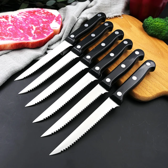 Steak Knives Set of 4 6 8 Stainless Steel Serrated Steak Knife kitchen  Camping Restaurant Steak Knives Dishwasher Safe - AliExpress