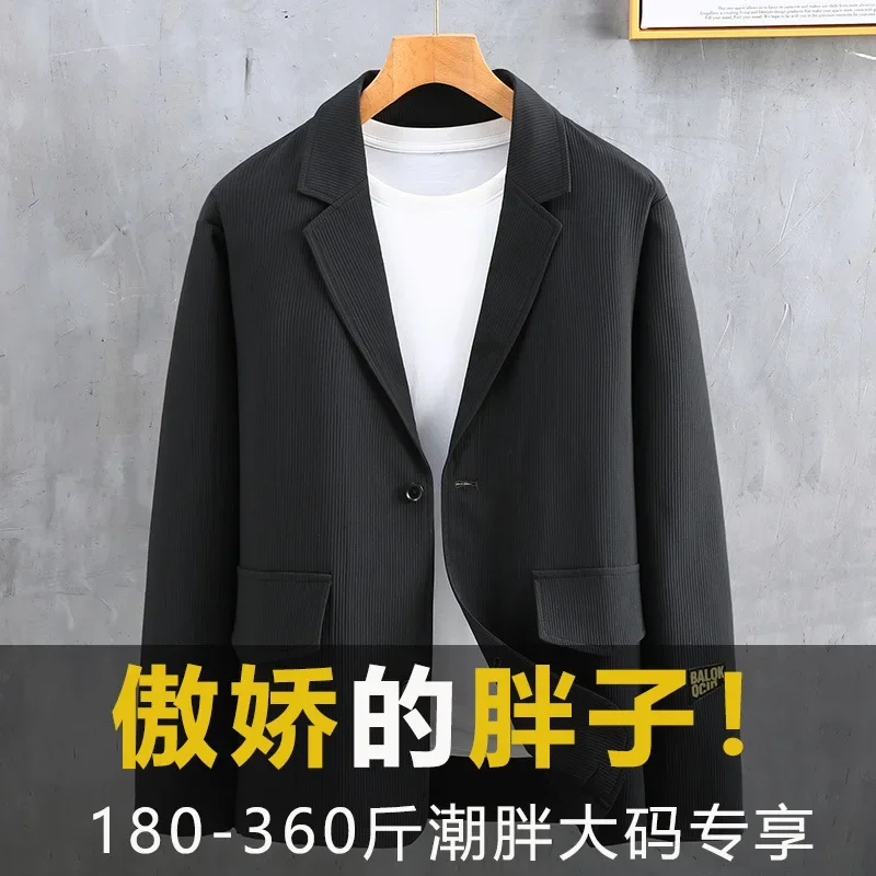150KG New Men's Suit Coat Spring and Autumn New Fashion Fat Business Clothes Trend Casual Suit Plus Size 11XL 10XL 9XL