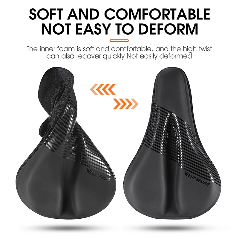 Bicycle Saddle Cover Bicycle Seat Cover WEST BIKING Waterproof Soft Gel Non-Slip Shock Absorption PU Leather 3D Seat