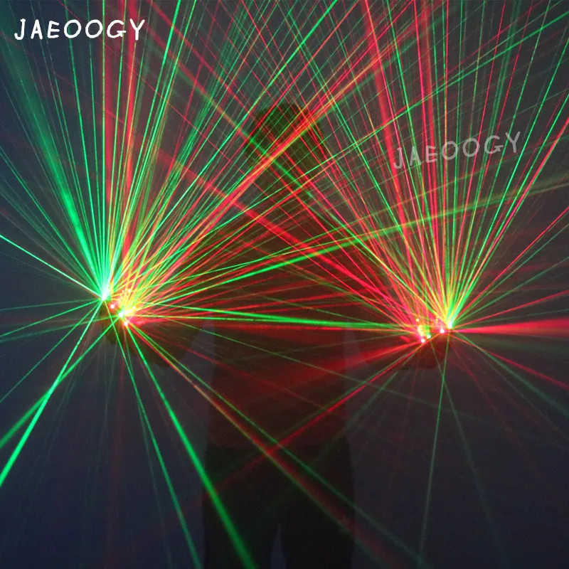 파티 DJ RGB 레이저 장갑, 녹색 2 개, 적색 2 개 포함, LED 로봇 의류 바, 파티 무대 쇼