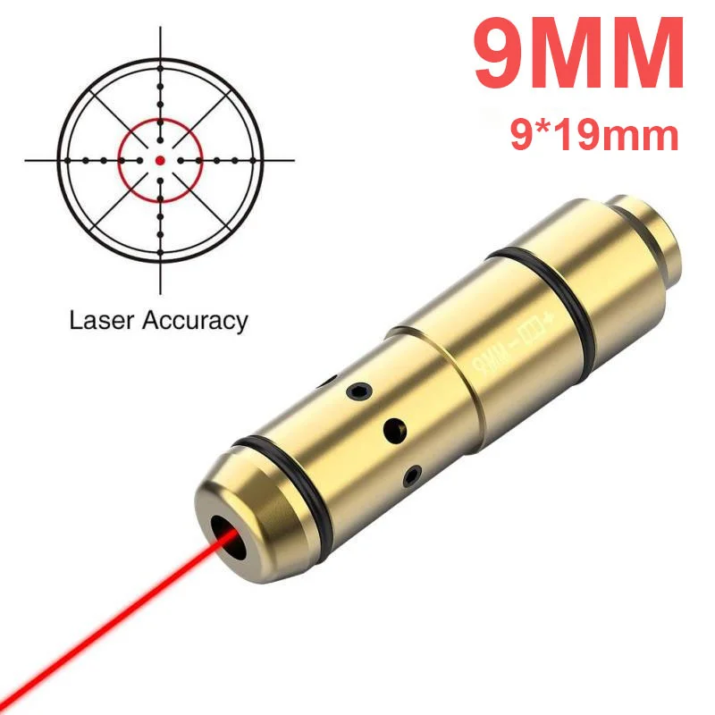 Tactical Dry Firing Training Laser Bullet 9mm Bore Sight Cal for Training 223Rem 45ACP 380ACP 40S&W .38SPL Hunting Red Dot Laser