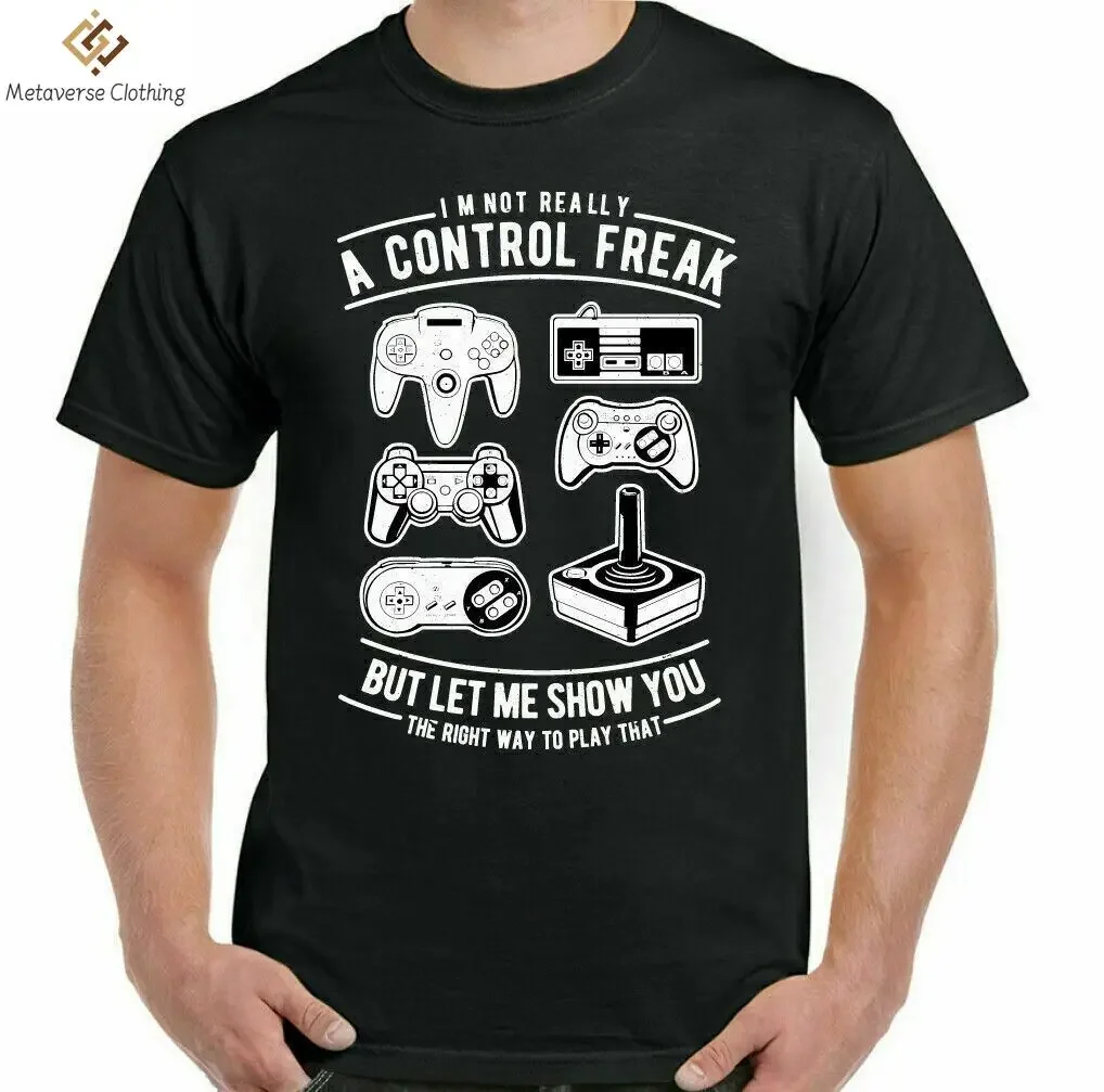 T-Shirt Da Gioco Control Freak Mens Divertente Videogioco Retrò