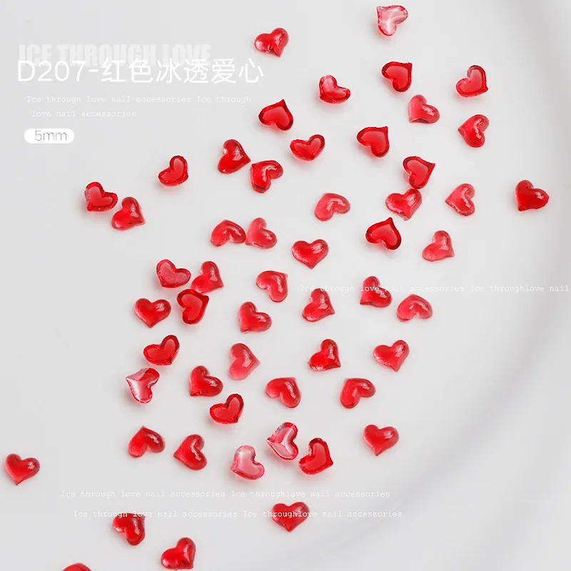 100Pcs Transparent Love Heart Nail Art Decorations 3D Nail Charms Resin Flatback Rhinestone Gems For DIY Manicure Accessories