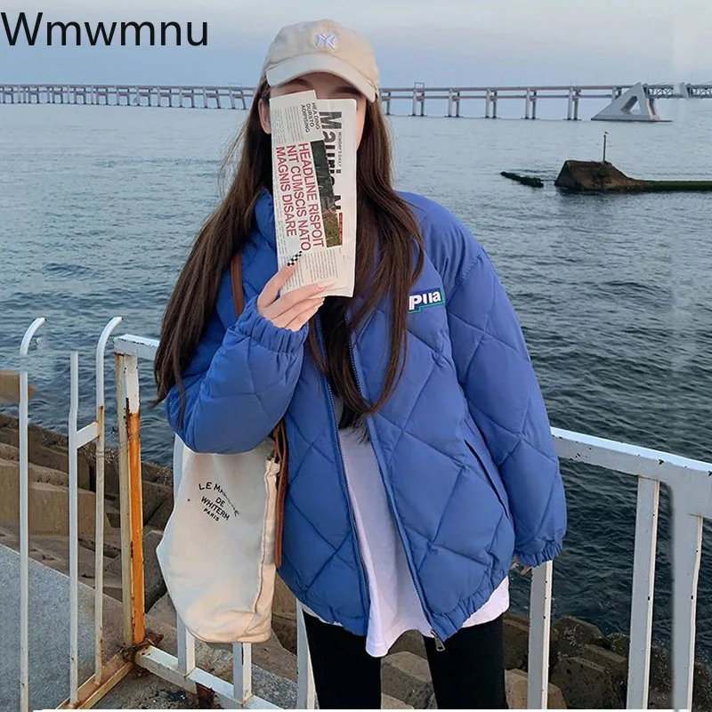 

Padded Coats Loose Thicken Winter Jackets Korean Snow Wear Warm Parkas Long Sleeve Bread Chaquetas Solid Stand Collar Cotton