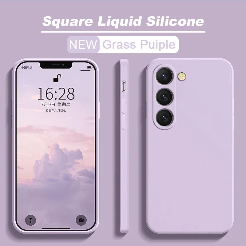 thumbnail image 1 of Coque carrée en Silicone liquide, étui souple antichoc pour Samsung Galaxy S24 S23 S22 S21 S20 Ultra Plus FE A54 A53 A52 A73 5G 4G, nouvelle collection, 1 of 5