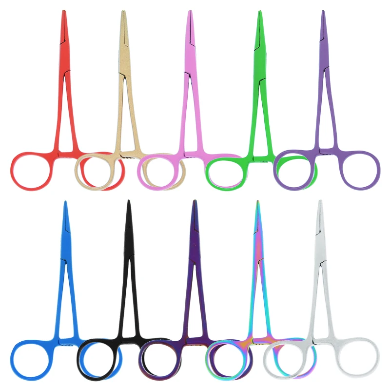 12.5 cm Pets Straight Curved Bent-nose Locking Elbow Scissors Pliers Stainless Steel Dogs Hemostatic Forceps Clamp Pliers D0001A dog grooming scissors dog grooming scissors kit
